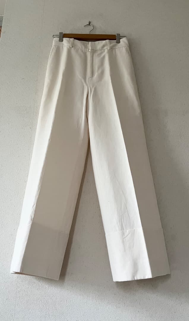 【５万定価】ユナイテッドアローズ ワイドリネンパンツ　厚手　日本製　白　Lサイズ