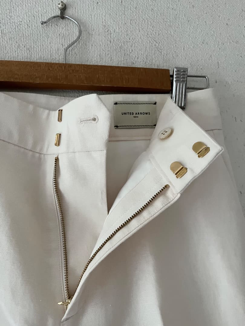 【５万定価】ユナイテッドアローズ ワイドリネンパンツ　厚手　日本製　白　Lサイズ