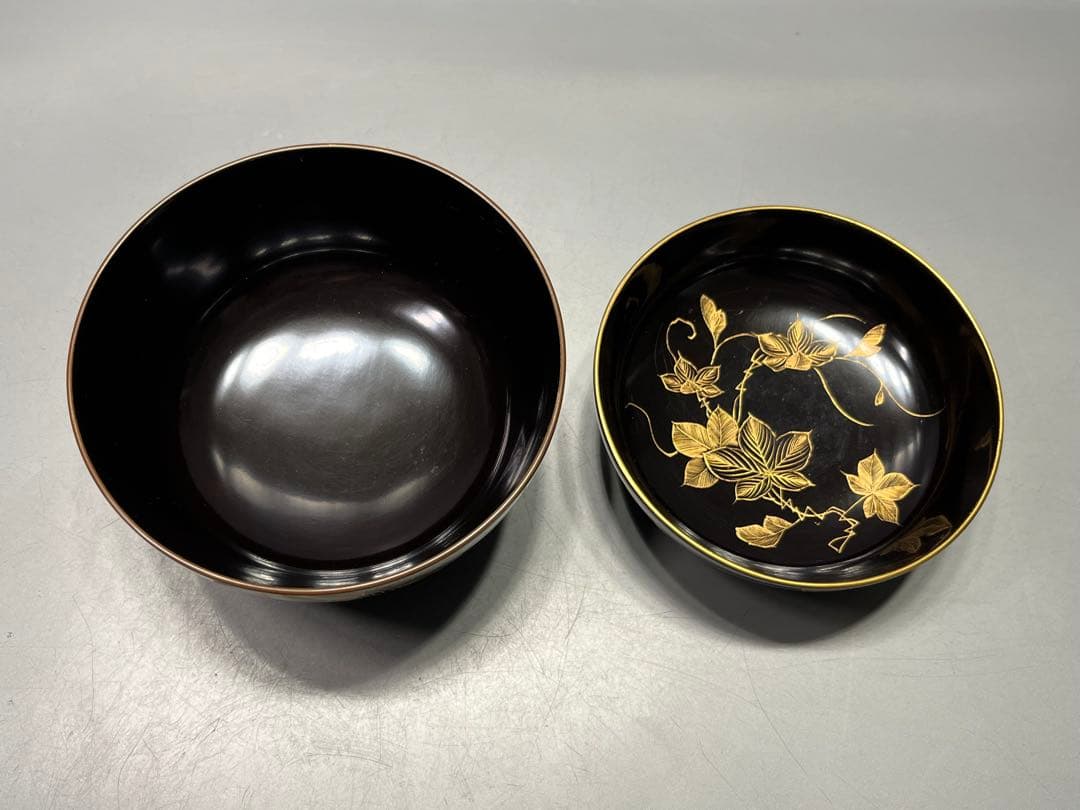 極上　輪島塗　沈金蒔絵　大きめ　吸物椀　煮椀　五客　木製　五客はラストです。