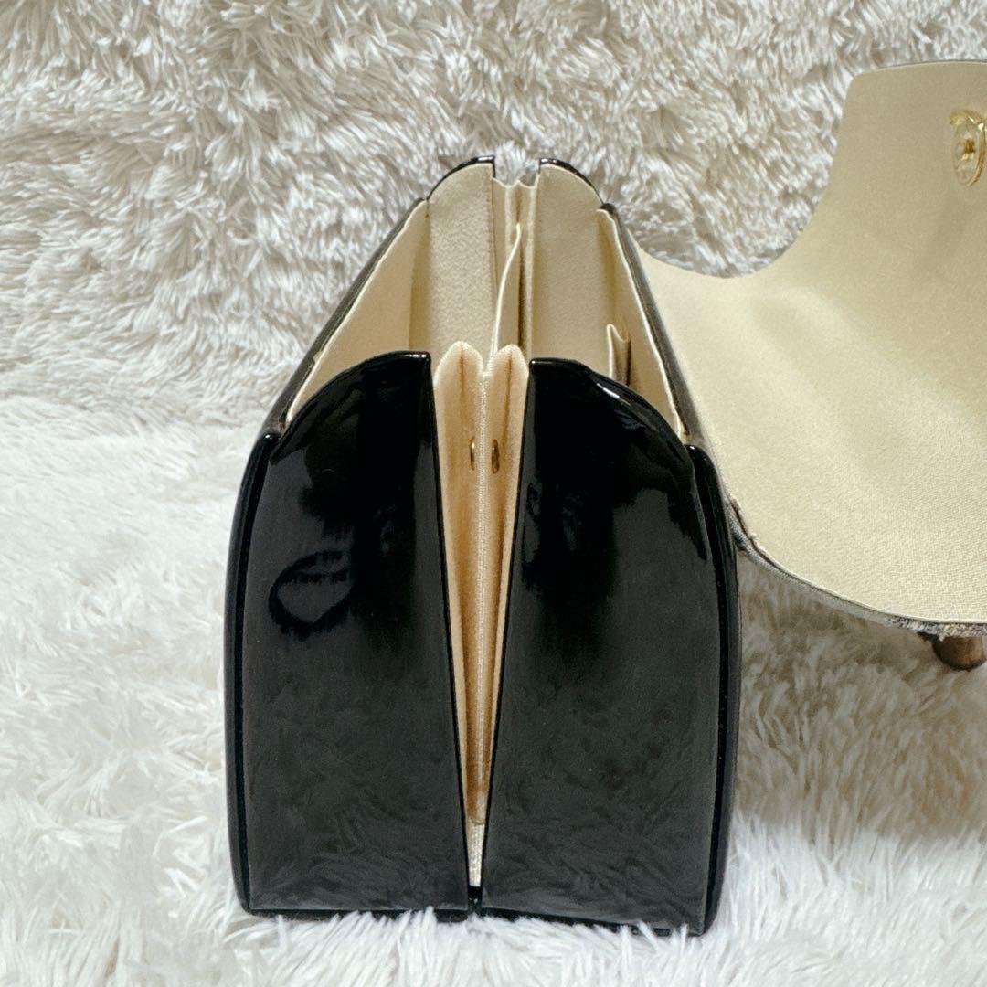 ✨美品✨利休バッグ 和装用バッグ グレーと黒エナメルのコンビ