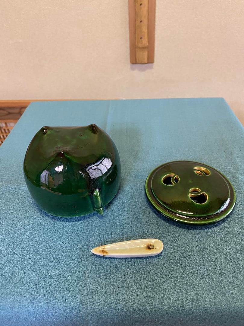 茶道具/三ツ具足 青楽 利休忌 松楽窯