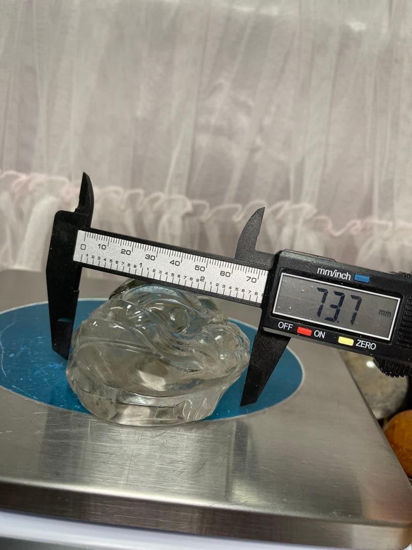 高透明❣️天然石 緑幽霊　グリーンファントム水晶 ゼニガエル 金蟾 手彫り置物