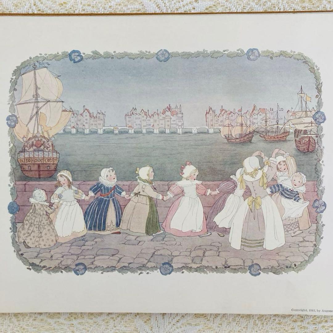 洋書古書　希少な楽譜絵本　1912年発行　ル・メールの淡く繊細で優雅なイラスト♡