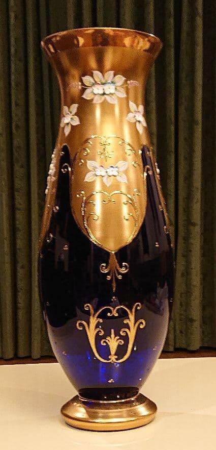 花瓶  青 ボヘミア　52㌢