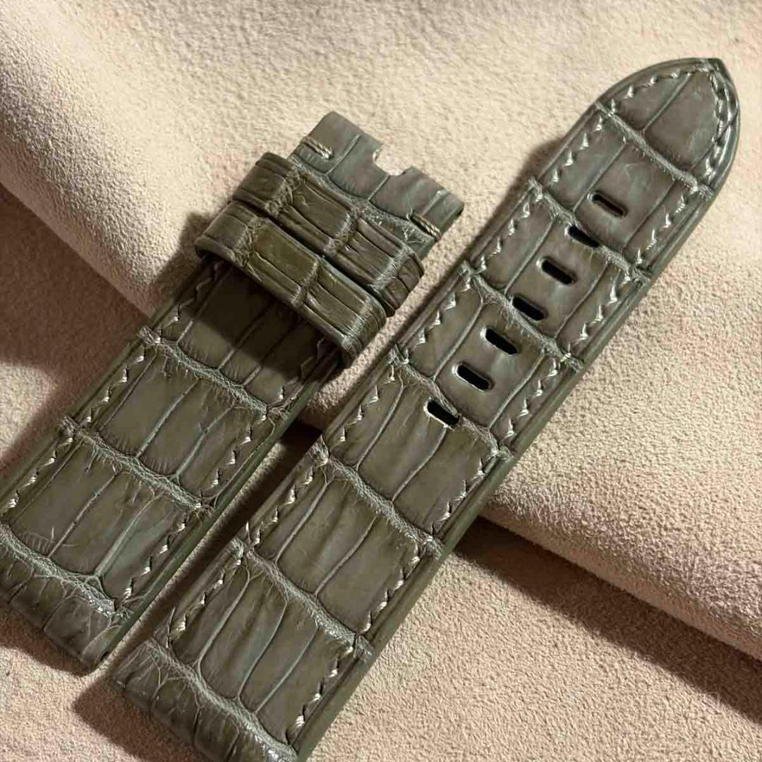 cro-1973 クロコダイル 腕時計ベルト オリーブ ラグ幅24mm