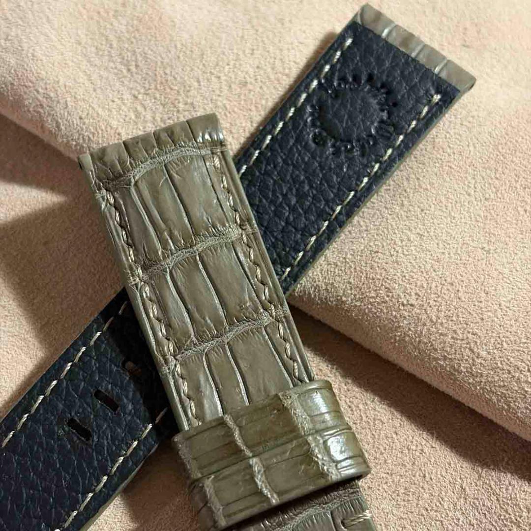 cro-1973 クロコダイル 腕時計ベルト オリーブ ラグ幅24mm