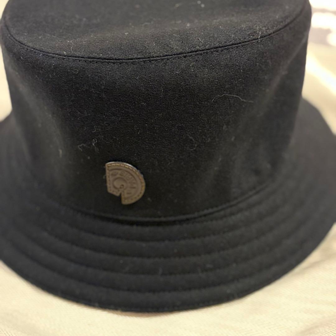 エルメス　ハット　フレッドクルー　57 黒　シルク　カシミア