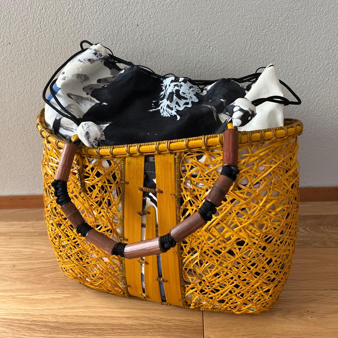 竹籠バッグ黄色