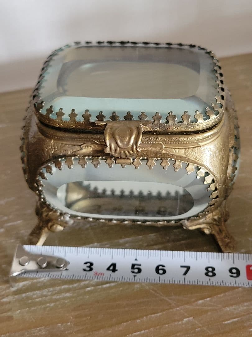 フランスアンティーク　ジュエリーボックス　装飾　ガラス小物入れ