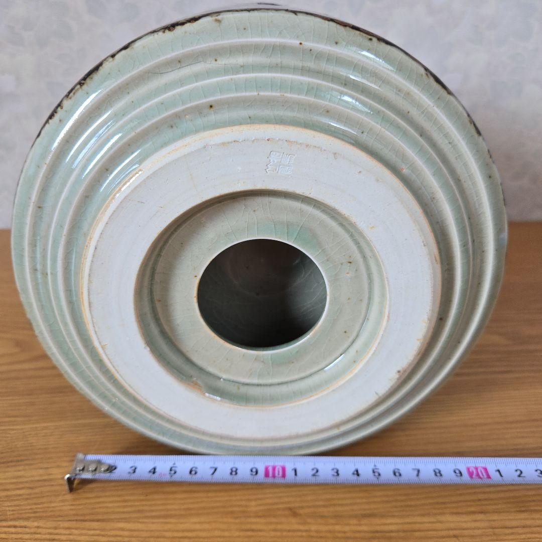 「大堀相馬焼」相馬竹鳳　花器 壺　置き物　インテリア&オブジェ◆特大 美品◆
