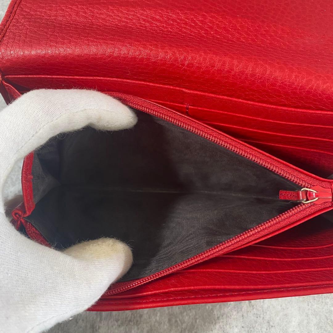 GUCCI　 長財布 ソーホー 二つ折り　レザー　インターロッキング　レッド