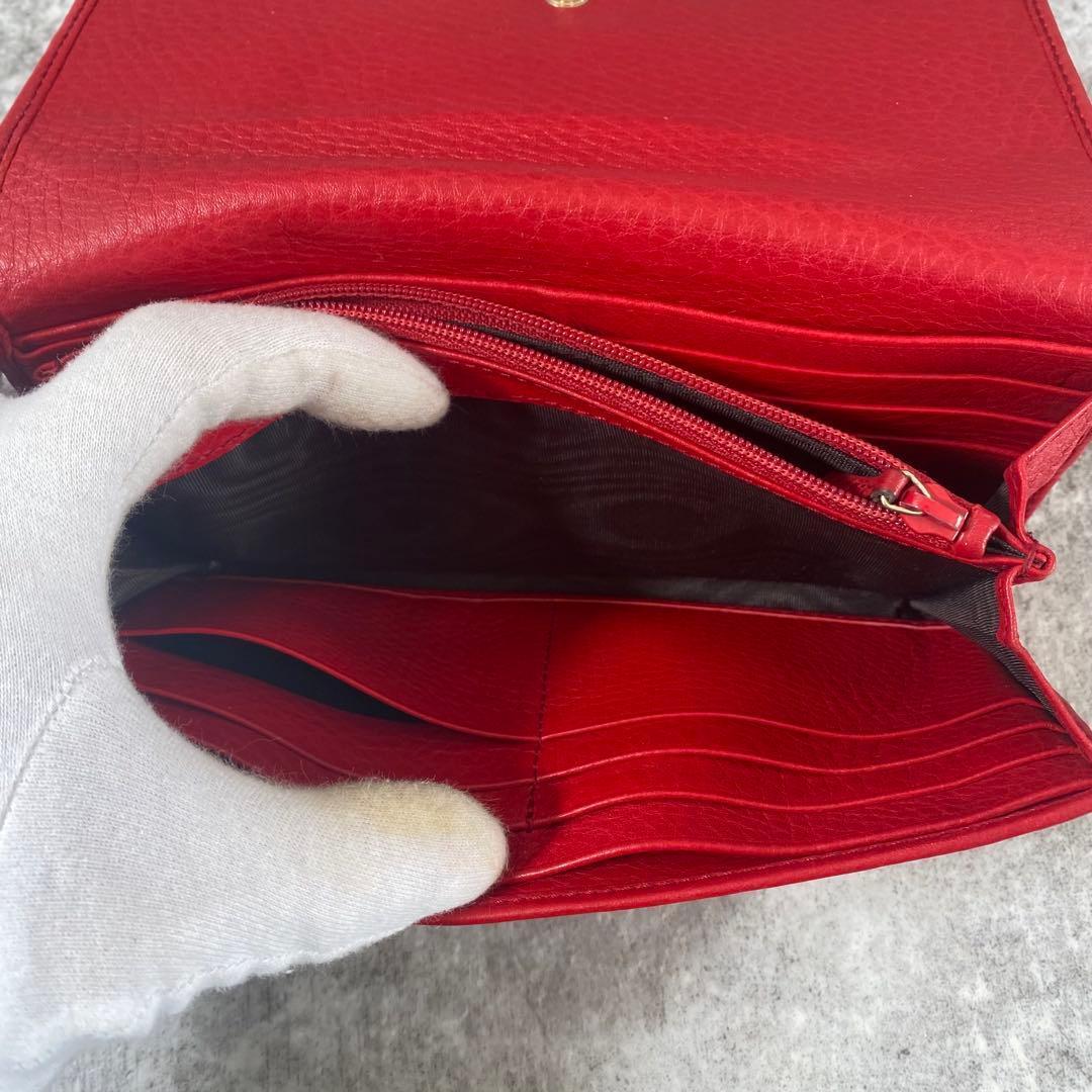 GUCCI　 長財布 ソーホー 二つ折り　レザー　インターロッキング　レッド