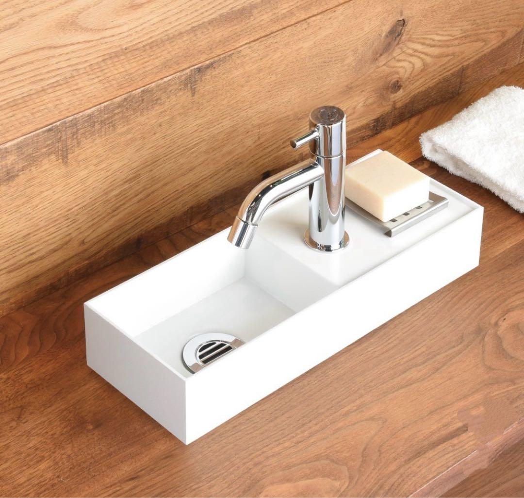 ミラタップ テハチ ホワイト ステンレス洗面ボウル