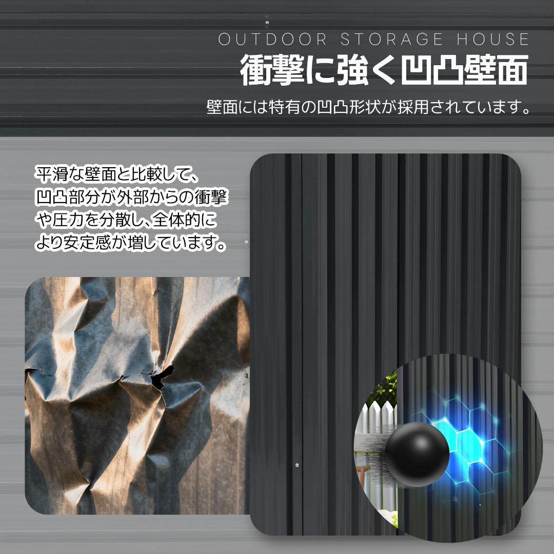 15%OFFタイムセール！【収納ラック付き】戸外収納庫　スチール物置　BLACK