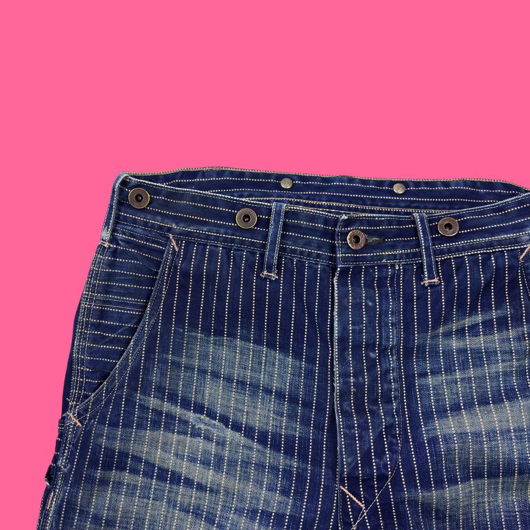 RRL ウォバッシュストライプ デニムペインターパンツ バックルバック USA製