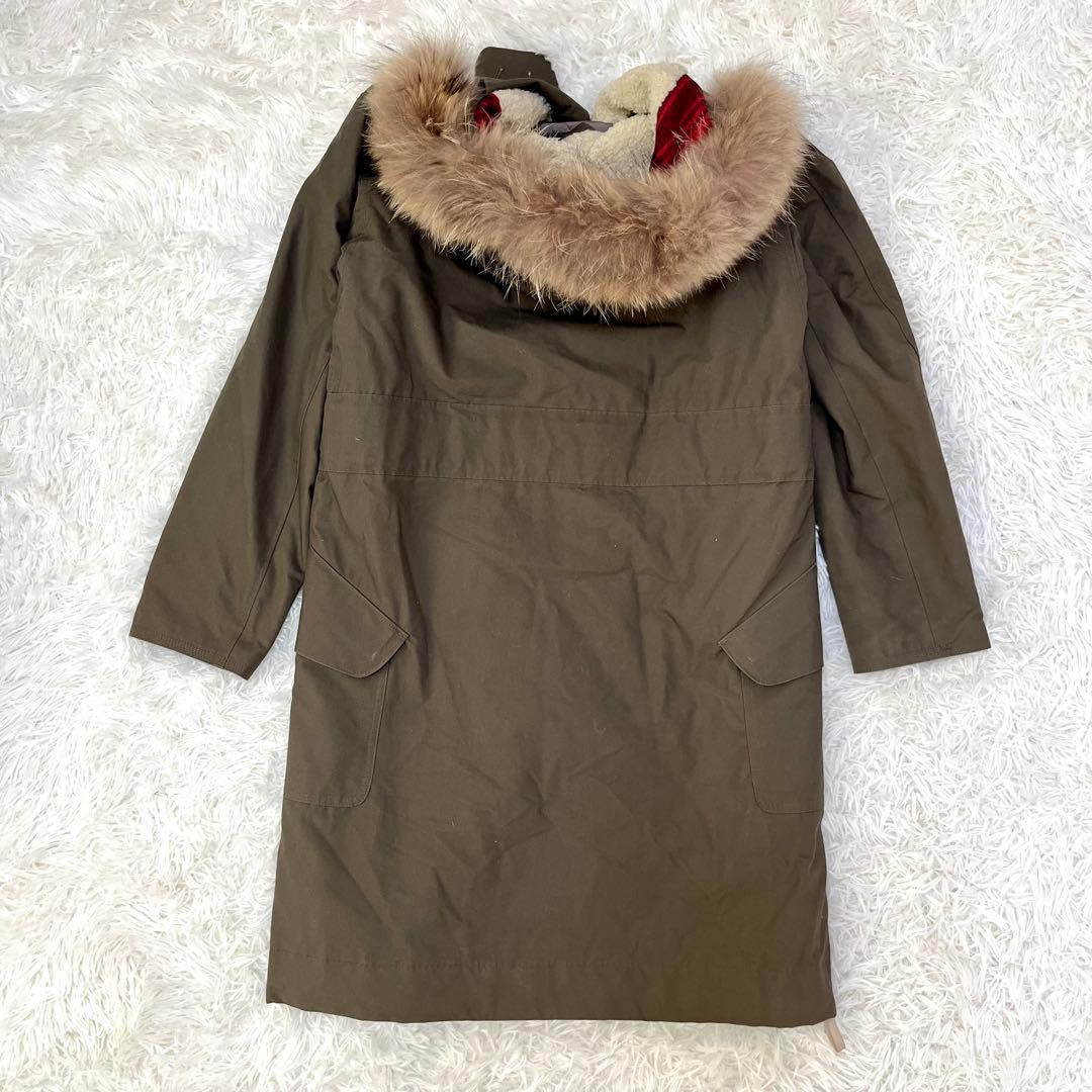 ポールスミス【美品】ラクーンファー ウール 裏地 キルト モッズコート S