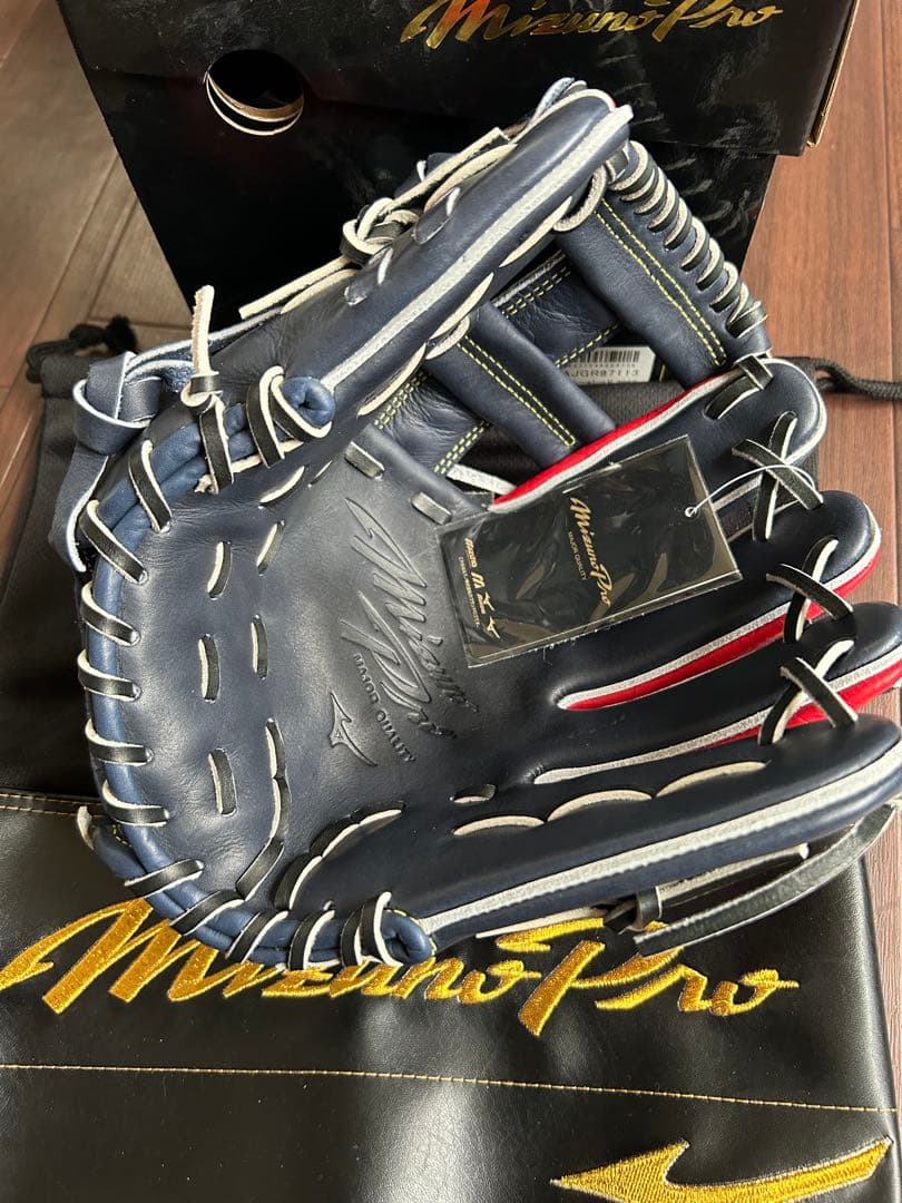 ミズノプロ　軟式グローブ 内野用　Dブルー＊レッド　サイズ9