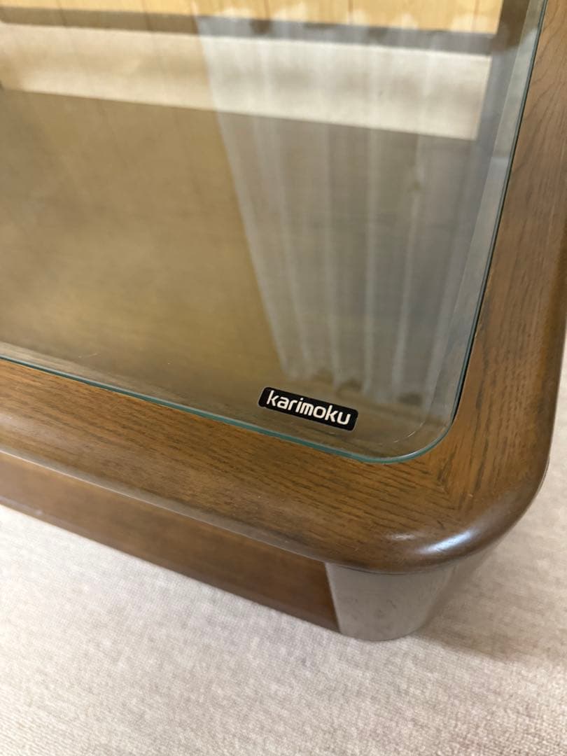 karimoku センターテーブル ガラス天板　キャスター付き