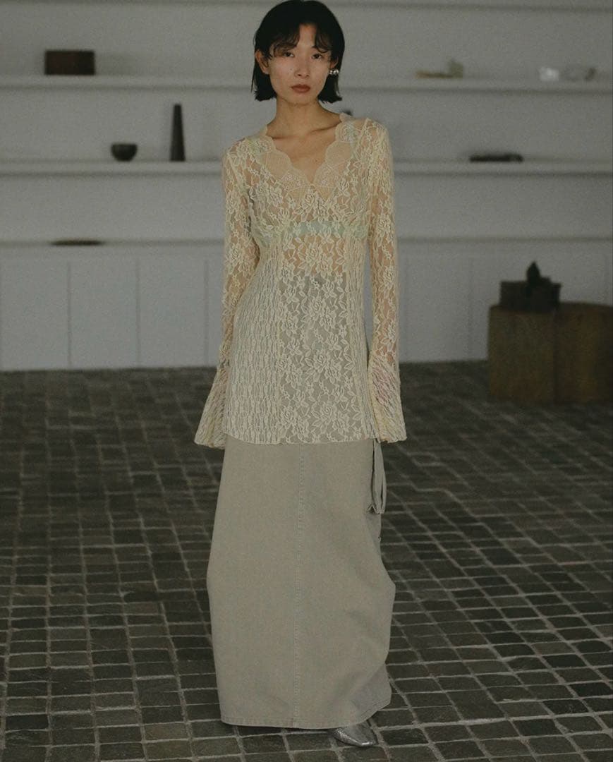 ameri vintage COMBINATION LACE TOPアイボリー