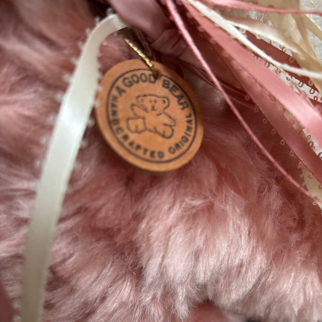 アメリカ90s 作家　ハンドメイド　30cm越え　テディベア　ピンク　ビッグ