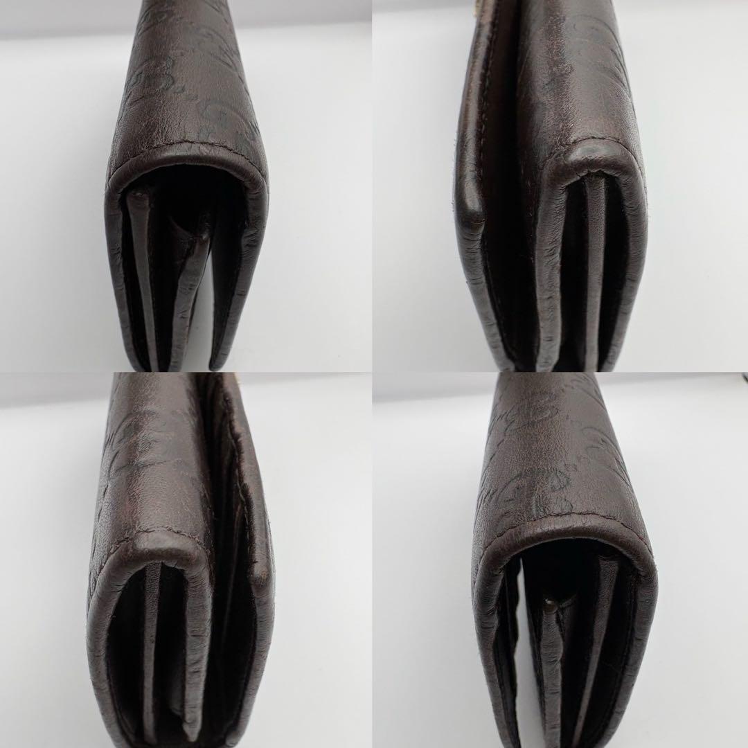 GUCCI グッチ GG 長財布 シマ ブラウン レザー 本革 外箱付