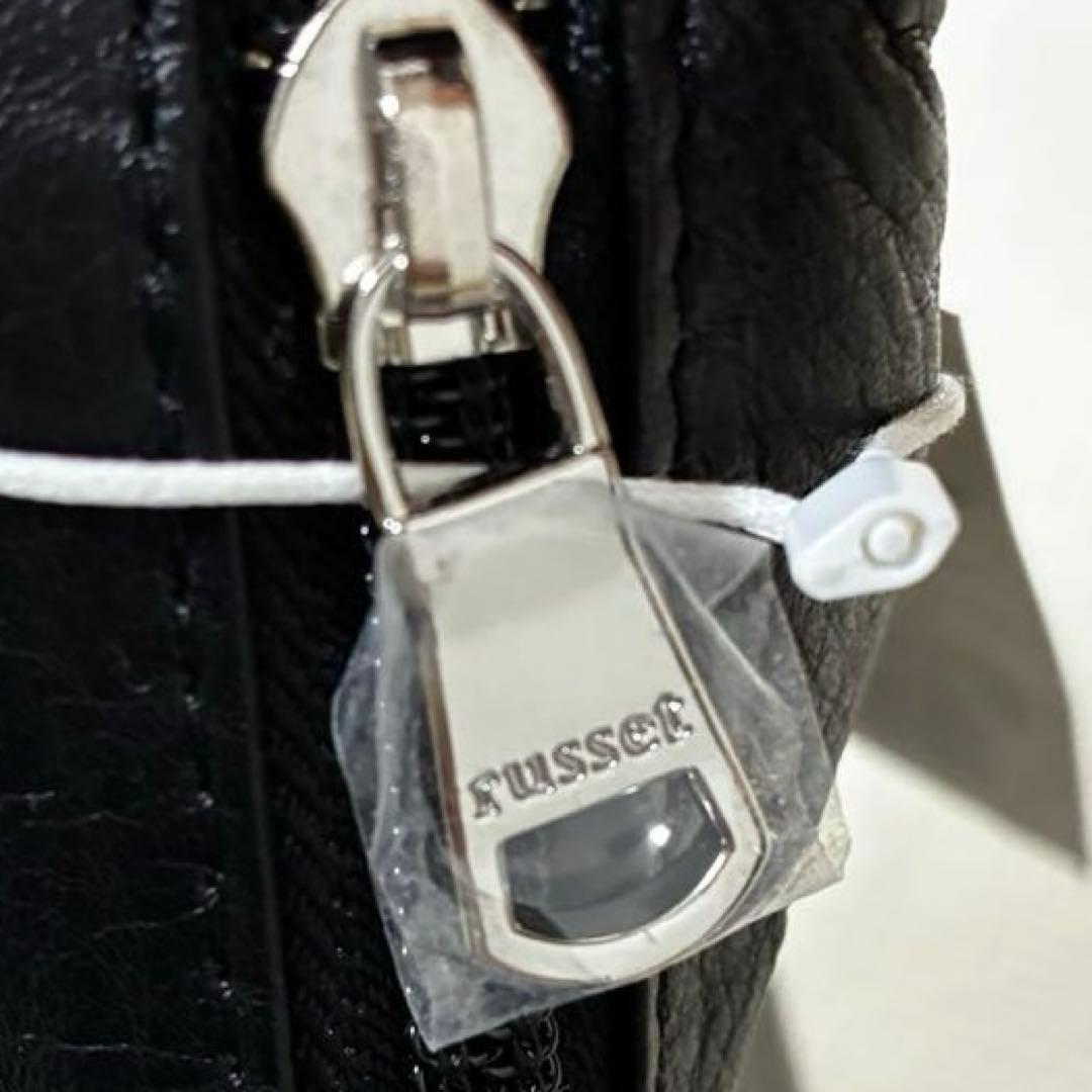 新品 ラシット ソフトレザー ラウンド ショルダーバッグ 黒 ハーフムーン