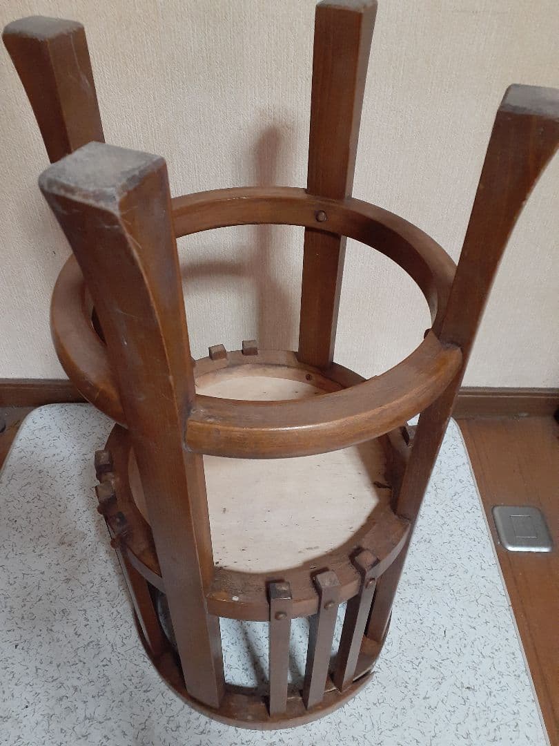 火鉢　木製 スラットデザイン ブラウン　台座付