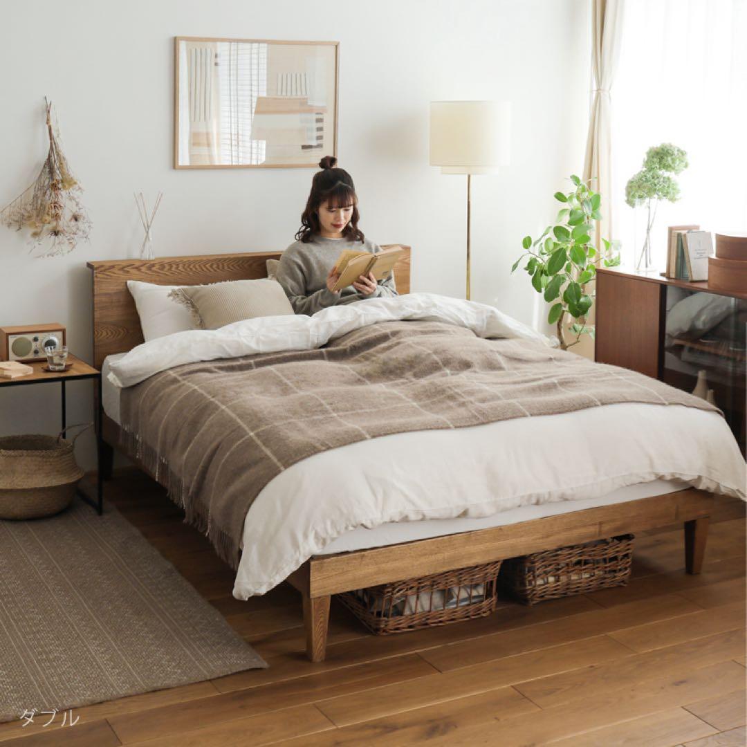 リセノ ダブルベッド folk フォーク ブラウン+収納2点セット