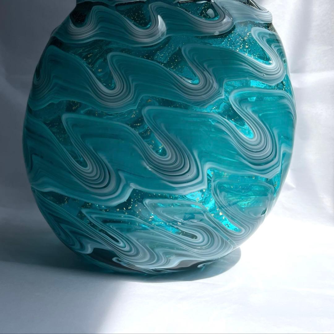 津軽びいどろ　花器　花瓶　津軽海峡　色ガラス　北洋硝子 (アデリア)