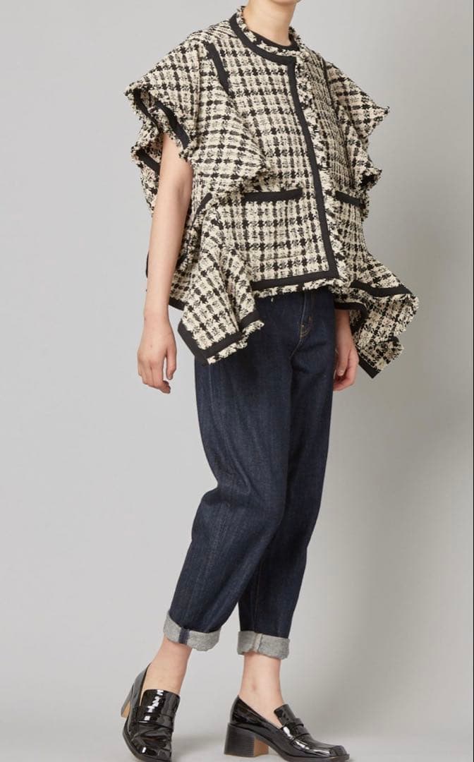 美品 ビューティフルピープル 2way デザイン ツイード ジャケット ジレ