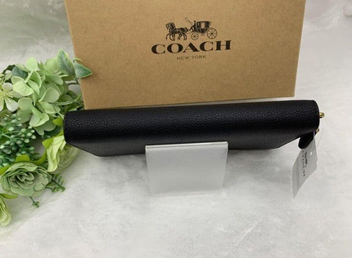 新品未使用コーチ長財布ブラックラウンドファスナーレディースメンズ送料無料即日発送