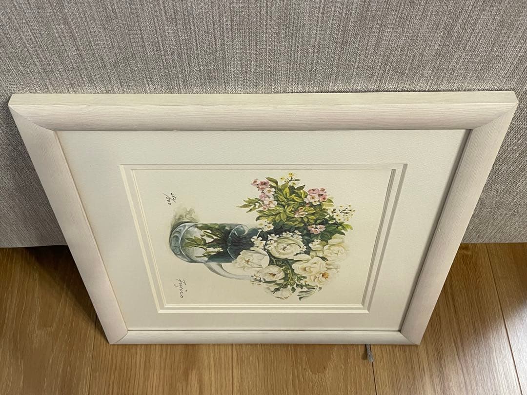 Fujino 水彩画 花瓶の花 絵画