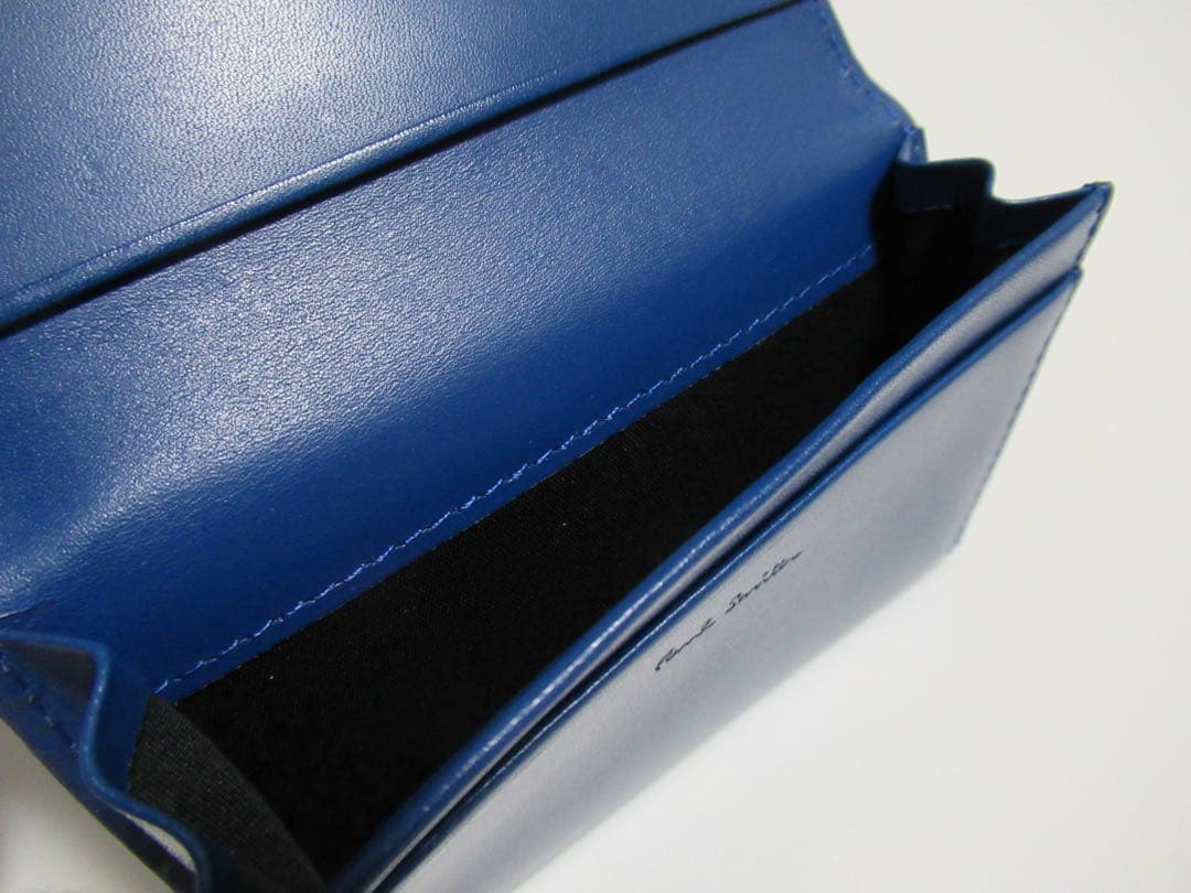 ポールスミス 新品訳あり！シグネチャーストライプ牛革名刺入れ カードケース 青