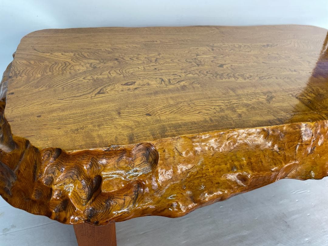 ケヤキ？ 一枚板 座卓 ローテーブル ちゃぶ台 天然木 無垢材 　12c01