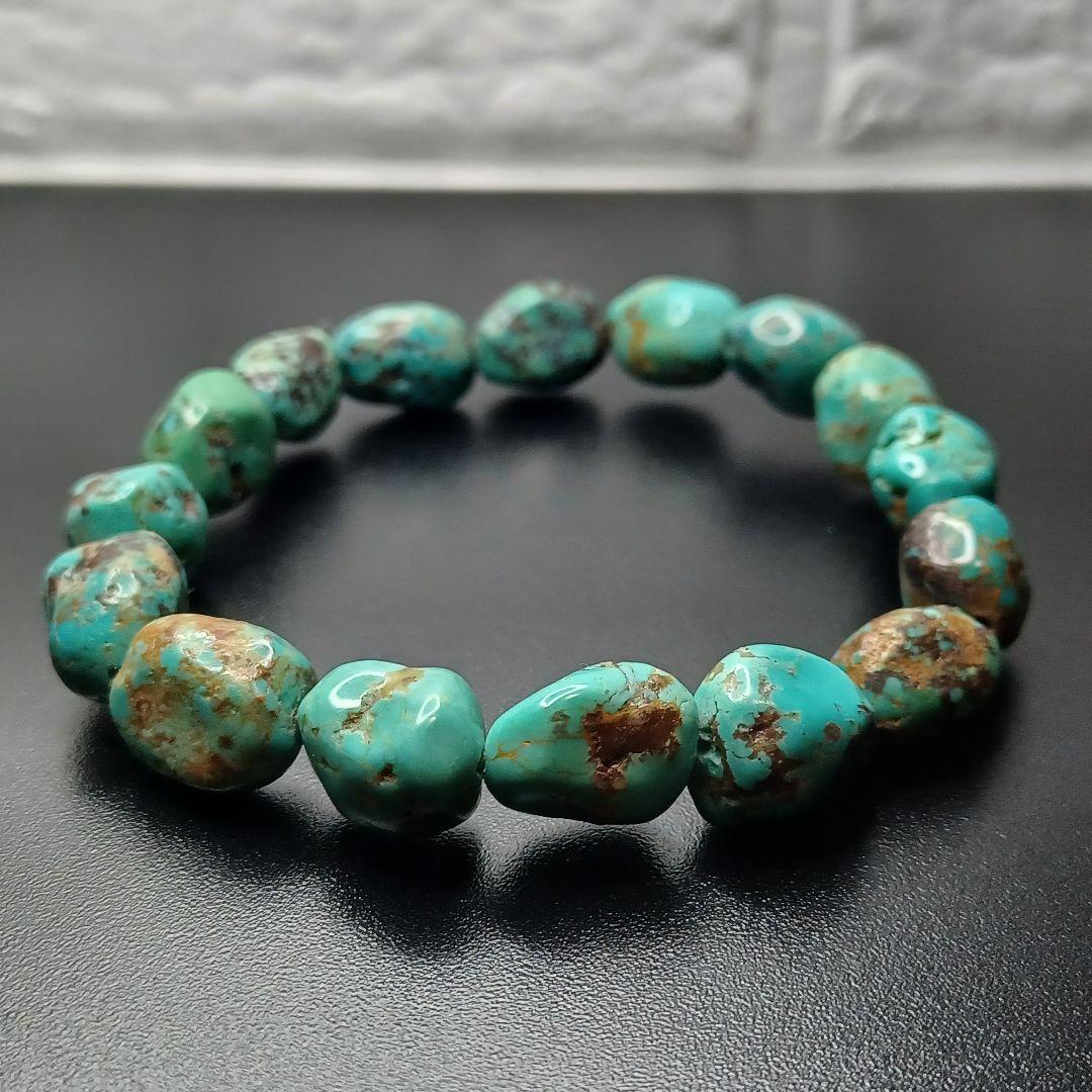 【希少石/最強品質】天然ターコイズ＊タンブル型＊　天然石ブレスレット