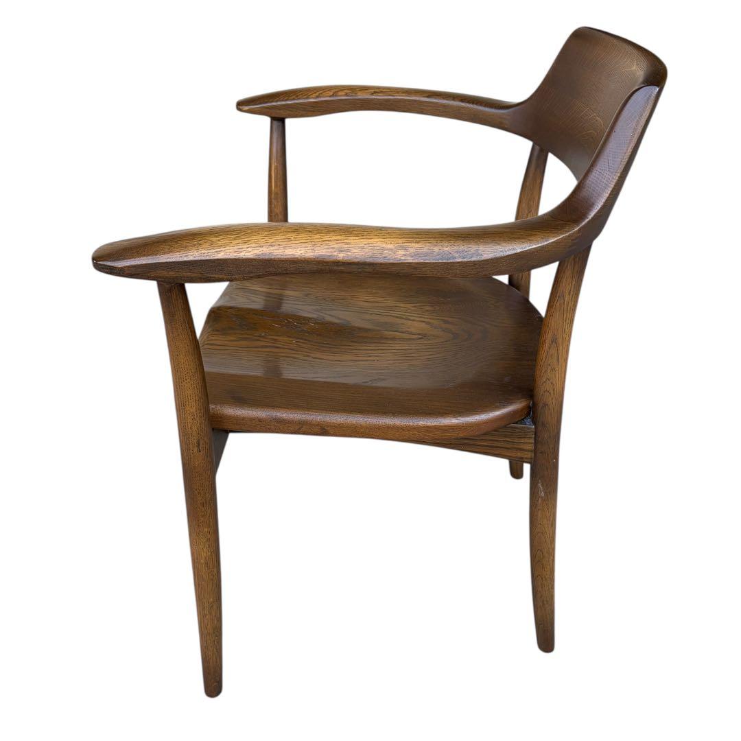 【希少】大塚家具 アームチェア ダイニングチェア 板座 ナラ材 ②