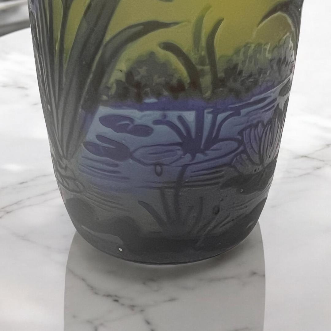 ◆証明書付◆EmileGalleエミールガレ 花瓶 16cm×9cm カメオ彫り