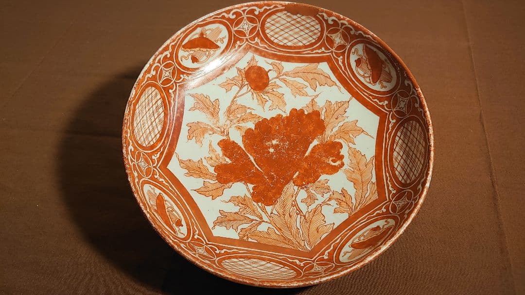 古九谷　九谷焼　赤絵　大鉢　飯田屋　宮本窯　華の図　浅井一毫　旭山　１客