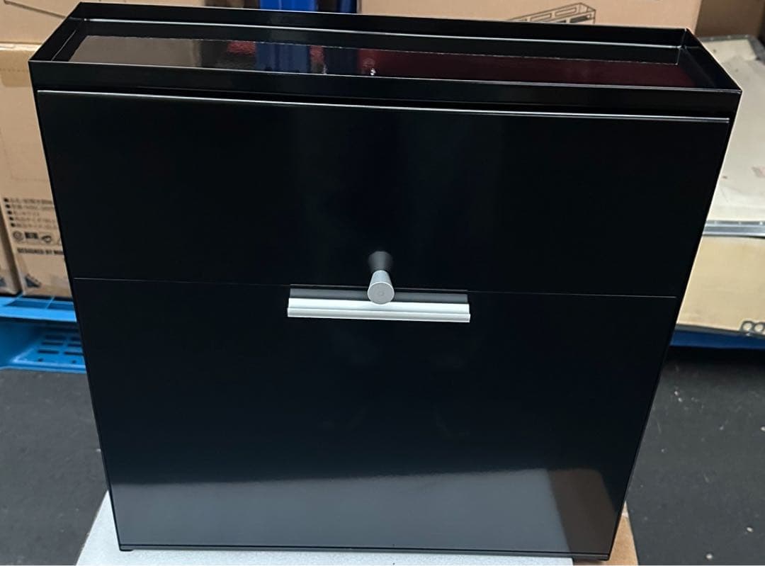 値下げ　アウトレット　隠せる調味料ラック 前が開く 完成品 (ブラック）