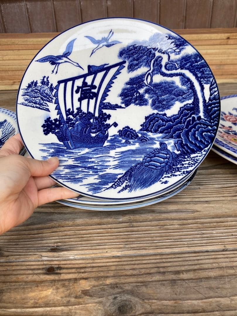 祝い皿　大皿　中皿　セット商品　中華料理　刺身皿　宝船　鳳凰　鶴　亀　縁起物