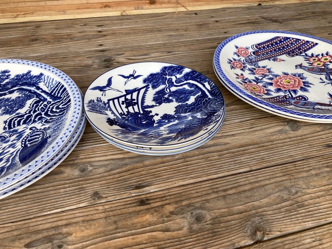 祝い皿　大皿　中皿　セット商品　中華料理　刺身皿　宝船　鳳凰　鶴　亀　縁起物