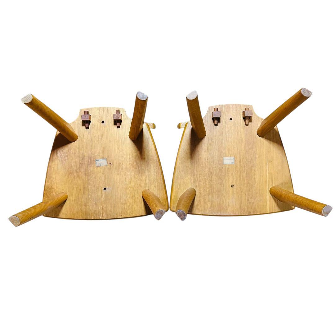 超希少 飛騨産業 円空 ダイニングチェア×2 キツツキ 敏光 テーブル別売り ②