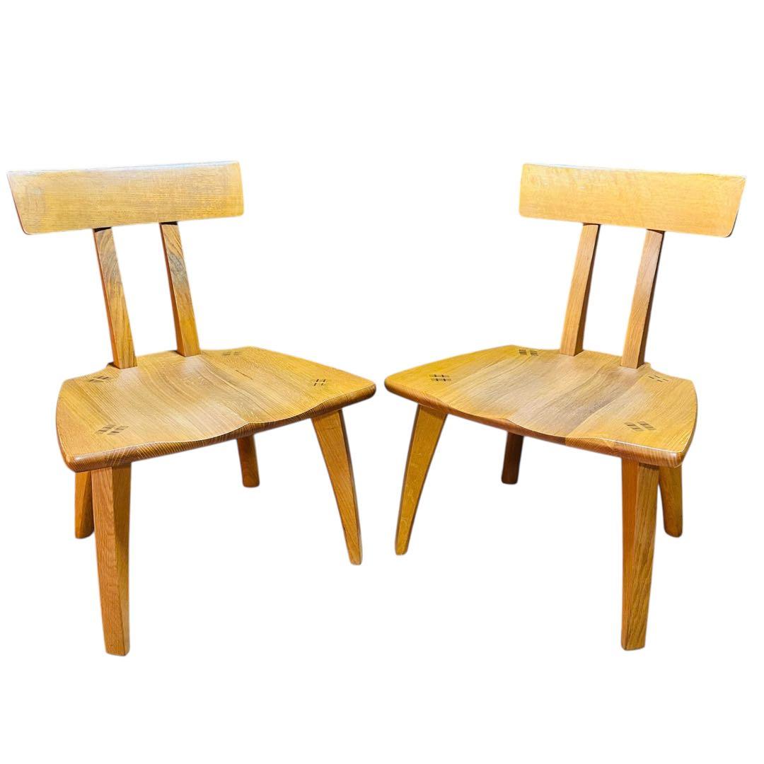 超希少 飛騨産業 円空 ダイニングチェア×2 キツツキ 敏光 テーブル別売り ②