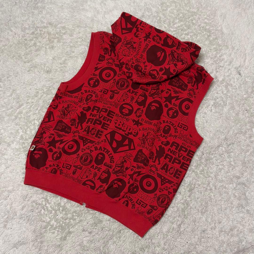 希少✨美品✨初期 BAPE カモフラ　ベスト　赤　迷彩　NIGO hiphop