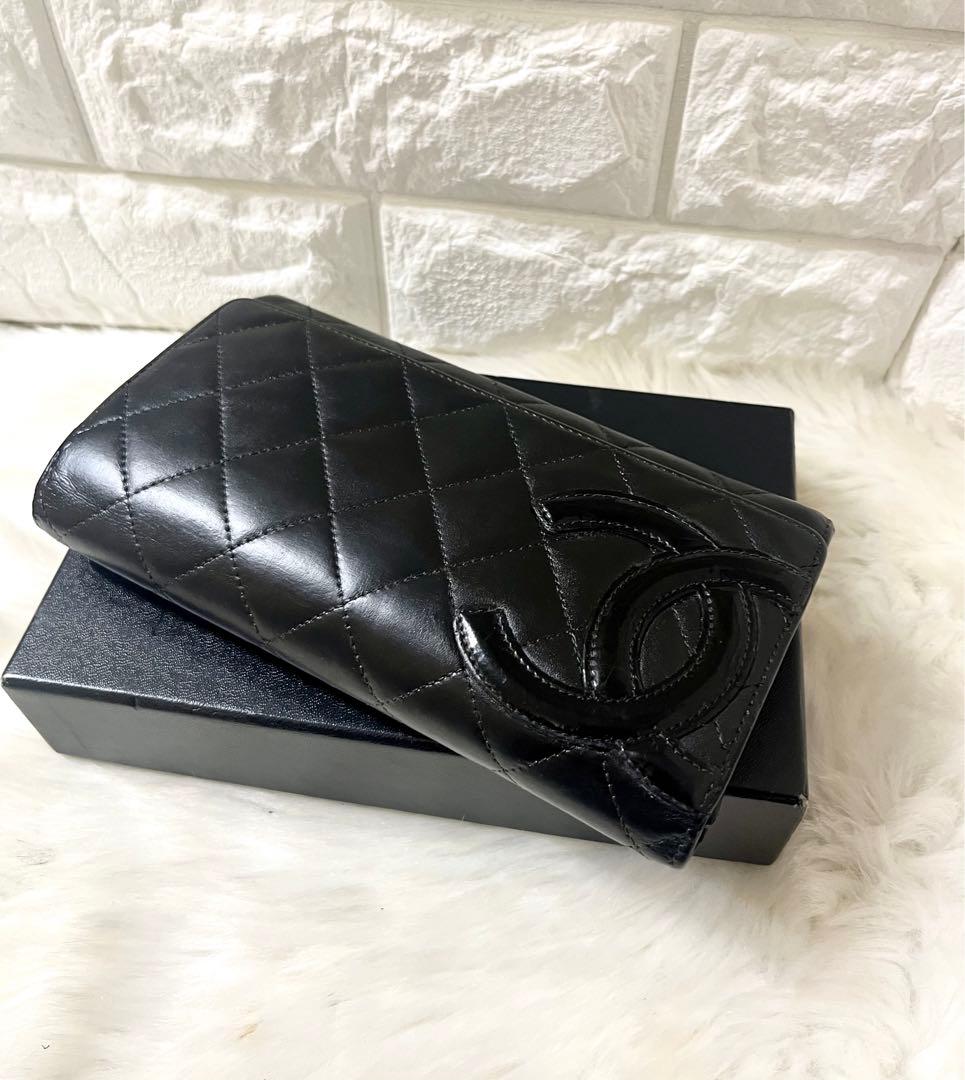 【まりりん様】CHANELカンボンライン レザー 長財布 ブラック シール有り