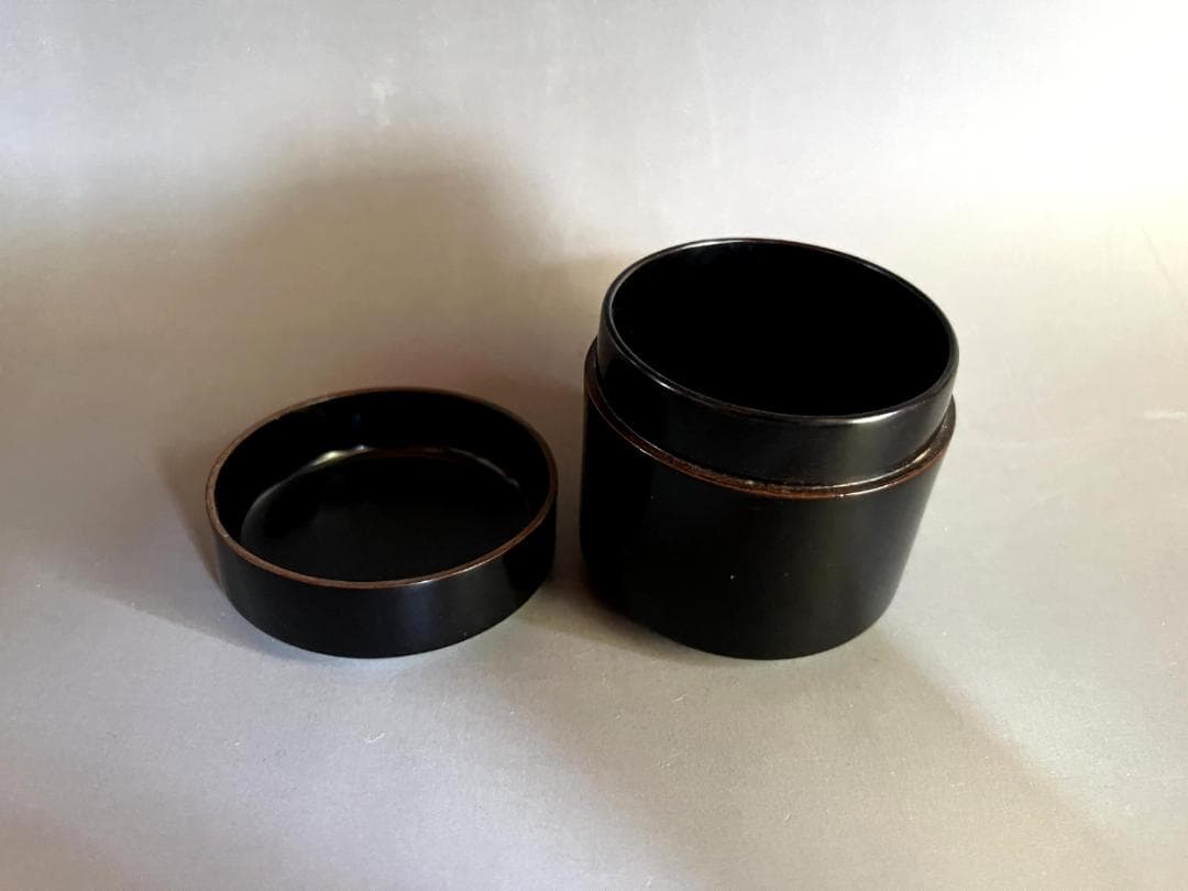 棗■雪吹棗 真塗黒漆中棗 箱・仕覆付き お茶道具 古美術 時代物 骨董品■