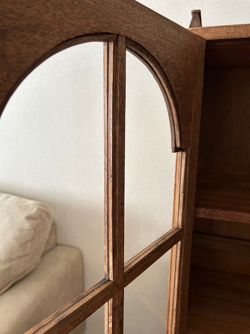 古家具・セン材　キャビネット ガラス扉付き収納棚　ガラスケース