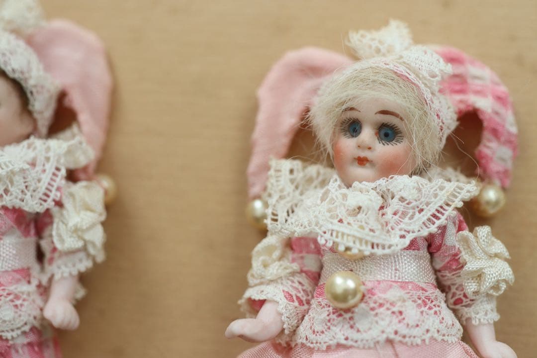 砂漠できなこ　ヘルトヴィヒ アンティーク ビスクドール ピエロ ペア