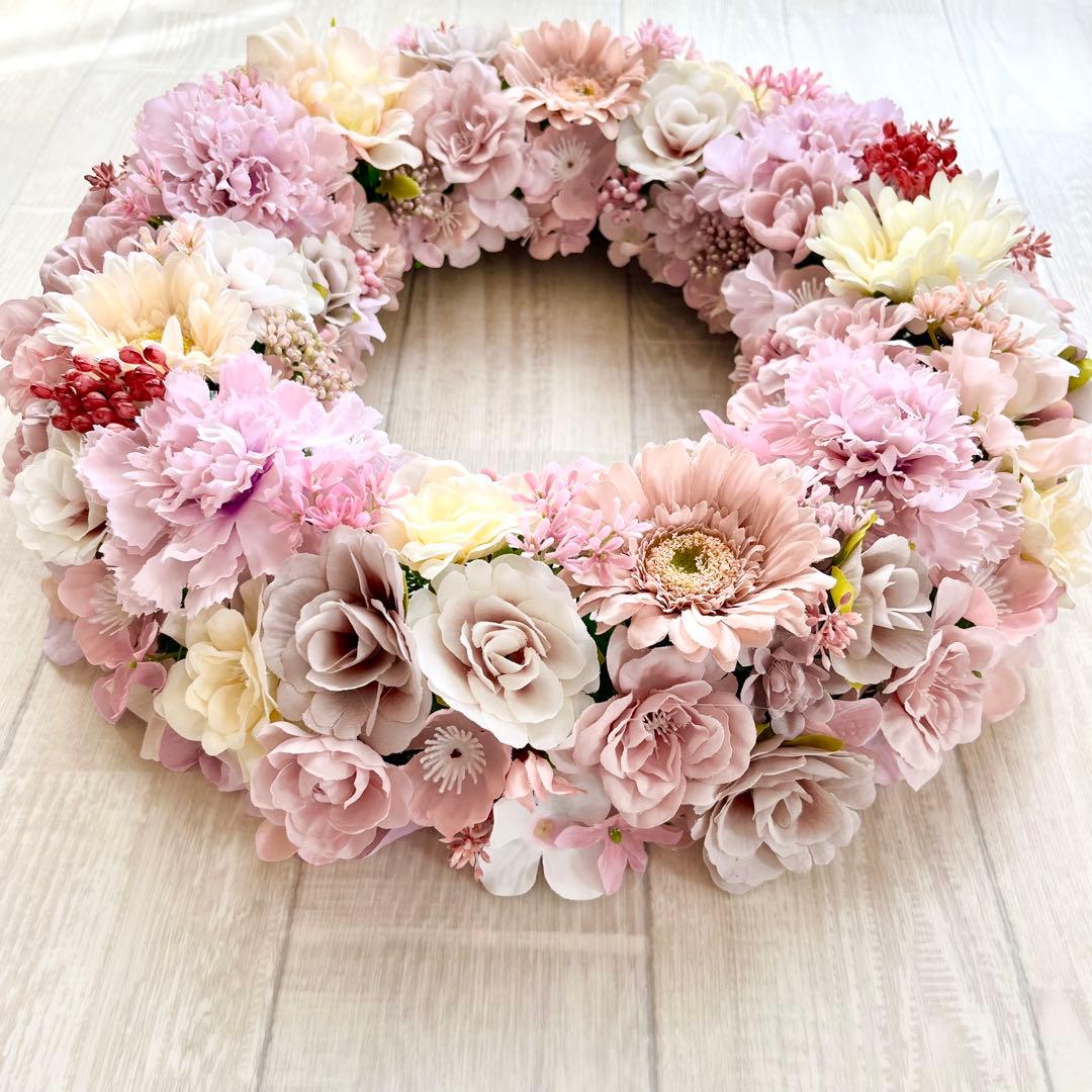 ローズ様 オーダー アンティーク ピンク フラワーリース