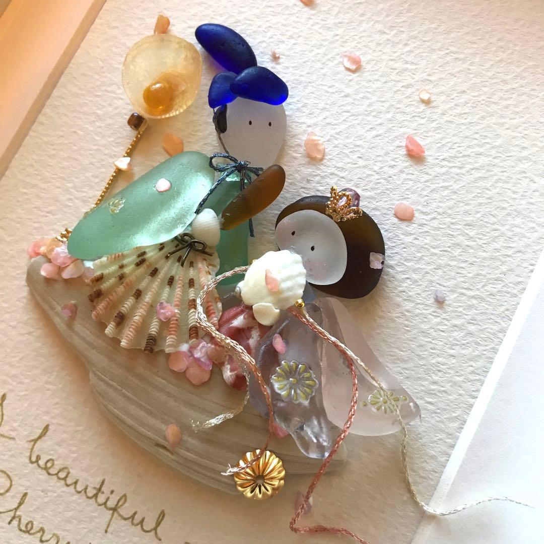 シーグラスアートhirokoponno.92夜桜散歩桜の季節の立体アート作品